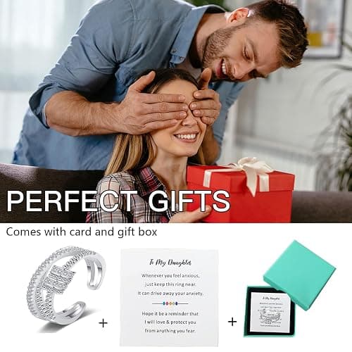 Fidget Ring for Anxiety Women,Rings for Teen Girls,Give Kids/Daughter/Mum/Granddaughter Gifts,with Spinner of Ring,Hug Mother Gift,Can Calm Mood And Health Sleep,Adhd Aids,Unusual Adjustable Jewellery thumbnail 7