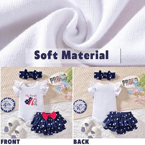 Aalizzwell Infant Baby Girls 4th of July Clothes thumbnail 5