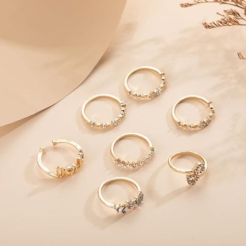 FUTIMELY Boho Retro Stackable Rings Sets for Women Knuckle Joint Finger Knuckle Nail Ring Sets Moon Stars Stack Preppy Statement Rings Cute Trendy Stuff Jewelry thumbnail 6