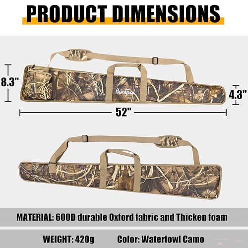 HUNTPAL 52" Soft Shotgun Case for Gun Rifle Storage and Transport, Water-Resistant Tactical Gun Bag with Zipper Closure, Adjustable Shoulder Strap, Carry Handle and External Accessory Pocket thumbnail 2