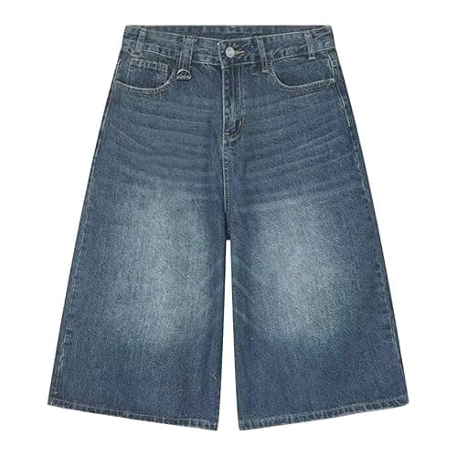 Chmnigma Jorts Women Baggy Jean Shorts Wide Leg Long Denim Shorts Unisex | Baggy Capris,Loose Denim jort,High Rise,Summer Streetwear,Oversized Jeans,Classic 4 Pockets,Casual Outfits thumbnail 6