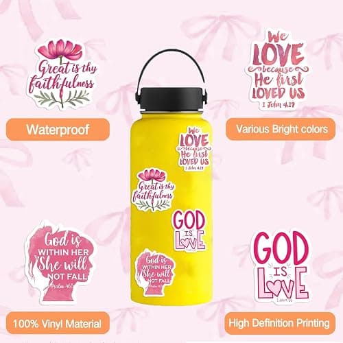 100PCS Pink Bible Verse Stickers for Adults Jesus Stickers Faith Based Gifts for Girl Women Inspirational Jesus Qoute Praise God Religious Decoration Party Favors thumbnail 3