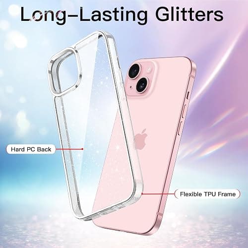 JETech Glitter Case for iPhone 15 6.1-Inch, Bling Sparkle Shockproof Phone Bumper Cover, Cute Sparkly for Women and Girls (Clear) thumbnail 3