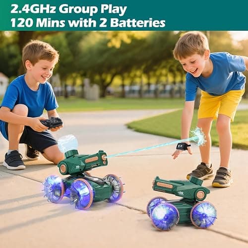 IQBOX Toys for Kids 6-12 Remote Control Car Boat Gifts for Boys 5-7 8 9 10 11 Year Old Amphibious RC Boats Water Squirt Gun with Light & Self-Dispensing, Pool Outdoor Beach Toy for Kids thumbnail 2