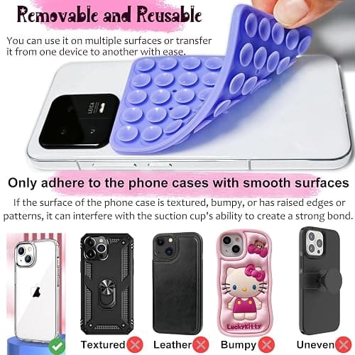 LvShuLiangPin Anteel Silicone Suction Cup Phone Case Mount Double Sided, Hands-Free Strong Grip Silicon Phone Holder for Selfies and Videos, Non Slip Phone Accessories (Translucent) thumbnail 4