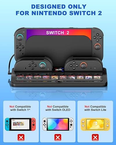 Switch 2 Storage Dock for Nintendo Switch 2 Controllers&Console, [20 Game Card Slots] All-in-one Joy-Con 2 Charging Docks, Controller Organizer Station Accessories for Family&Friends, Multiplayer thumbnail 5