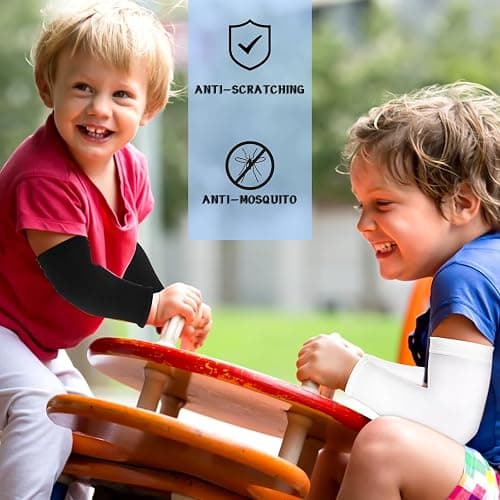 Abeillo 3Pairs Kids Arm Sleeves Thinly UV Sun Protection Cooling Arm Compression Sleeves, Outdoor Sport Breathable Elastic Ice Sleeve for Youth Boys Girls (7-12 Years) (Black&White&Grey) thumbnail 7