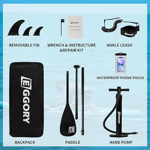 Inflatable Paddle Board,Stand Up Paddle Board Set, Extra Wide SUP Board with Removable Fin, Floating Paddle, Hand Pump, Waterproof Phone Pouch,Traveling Board thumbnail 6