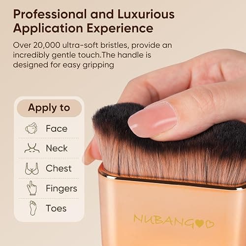 NUBANGOO Professional Kabuki Foundation Brush,Makeup Brush, Self Tanner Brush,Self Tanning brush,Foundation Makeup Brush Cream Powder Liquid,Face Neck Body Leg Tanning Makeup (Pink Gold) thumbnail 2