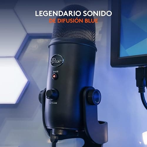 Logitech for Creators Blue Yeti Micrófono USB para Grabación, Streaming, Gaming, Podcasting en PC y Mac, Micro de Condensador para Ordenador, Soporte Ajustable, Plug&Play - Negro thumbnail 2