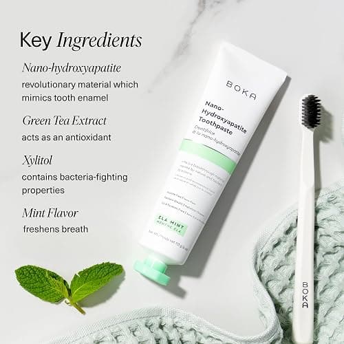 Boka Fluoride Free Toothpaste, Nano Hydroxyapatite Toothpaste, Appropriate for Sensitive Teeth - for Adult, Kids Oral Care - Ela Mint Flavor, 4 Fl Oz 1Pk US Manufactured thumbnail 5