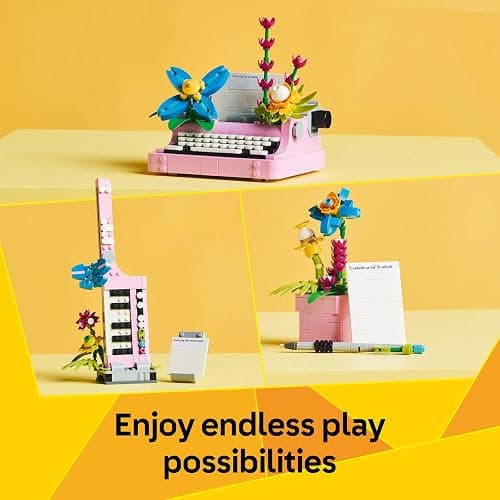 LEGO Creator 3in1 Typewriter with Flowers Toy - Transforms into a Keytar Model or a Flowerpot with a Pen & Notebook - Creative Birthday Gift for 8+ Year Old Girls & Boys - 31169 thumbnail 5