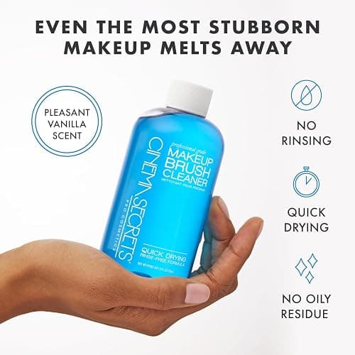 Cinema Secrets Original Blue Vanilla Makeup Brush Cleaner Solution - Professional Cleanser for Makeup Brushes - Quick-Drying, Rinse-Free Formula - Removes Stubborn Waterproof Make Up thumbnail 3