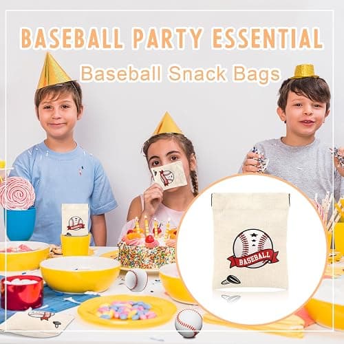 DOSTATNI Baseball Snack Bags Baseball Treat Bags Mini Storage Bag Canvas Favor Bag Squeeze Top Portable Base Ball Team Gift for Birthday Game (1) thumbnail 7
