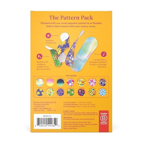 Welly Bravery Badge Value Pack | Adhesive Flexible Fabric Bandages | Assorted Shapes and Patterns for Minor Cuts, Scrapes, and Wounds - 100 Count thumbnail 2