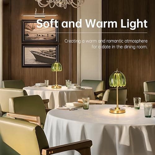 Shenmoyl Tulip Table Lamp with 5000mAh Battery & Touch Control, Cordless Small Table Lamp with 3 Colors, Dimmable Rechargeable Table Lamps for Living Room, Bedroom, Bedside, Nightstand (Green Tulip) thumbnail 4