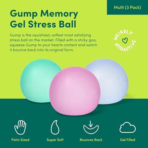 Speks Gump Stress Balls | Ultra Soft Squishy Fidget Toy for Adults & Teens | Stress Relief & Desk Toy | Tri-Color thumbnail 2