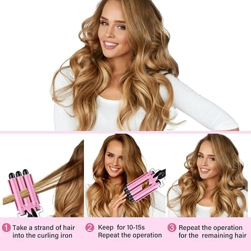 Arricciacapelli 3 Tubi - LAYADO Piastra Onde per Capelli 25mm per Acconciature Effetto Riccio e Ondulati Temperatura Regolabile Ondulata Ferro Arricciacapelli Professionale Ceramica thumbnail 5