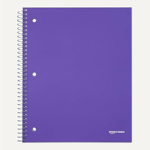 Amazon Basics Wide-Ruled Spiral Notebooks with Poly Cover, 8" x 10.5", 100 Sheets, Radiant Orchid, 3-Pack thumbnail 5
