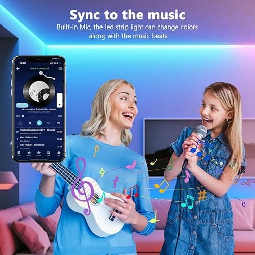 LED Strip 10m, LED Streifen Bluetooth RGB Led Band Selbstklebend mit Fernbedienung und APP. Musik Sync, Timer-Einstellung Dimmbar Led Stripes Lichterkette für Zimmer Partei deko thumbnail 4
