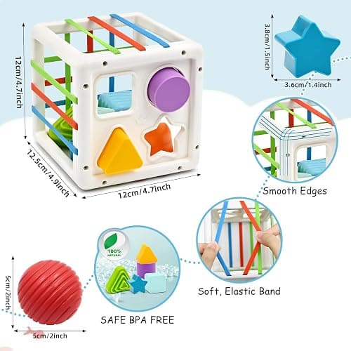 Mailesi Baby Toys for 1 2 Year Old Boys Girls, Montessori Sensory Toys for 12 18 Months 1st Gifts Educational Learning Shape Sorter Activity Cube Travel Toys for Autism Toddlers Birthday Presents thumbnail 2