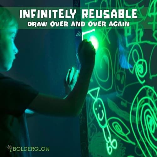 Bolderglow Glowscape - Light Reactive Drawing Surface 36 x 24 inches Super Bright Glow Effect with 2 Included Purple-Light LED Pens thumbnail 3