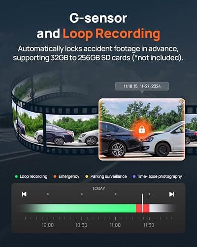 70mai A810 4K Dash Cam Front and Rear, Dual Dash Camera for Cars with Starvis 2 HDR Night Vision, 4G LTE Support, ADAS, Built in GPS & WiFi, 24/7 Parking Mode, AI Motion Detection, Time-Lapse thumbnail 7