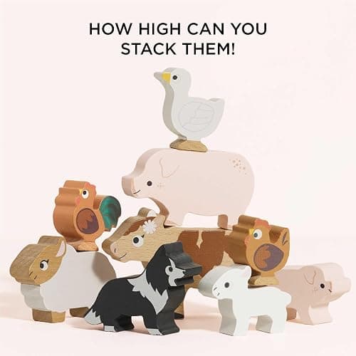 Le Toy Van Petilou Wooden Sunny Farm Stacking Animals and Bag | Farmyard Animal Building Blocks, Balancing Toy, Wooden Animal Toys for Toddlers, Suitable for 18 Months and Up thumbnail 6