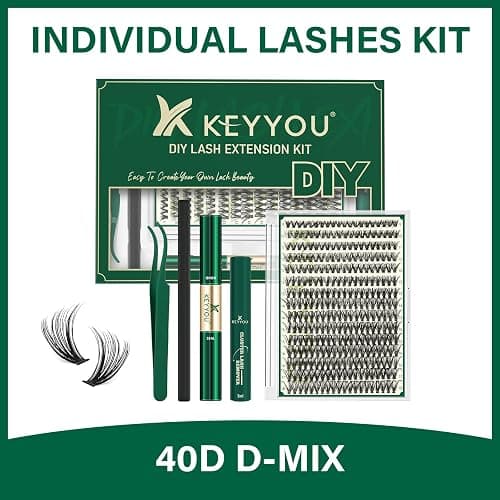 KEYYOU Lash Extension Kit DIY 300Pcs Lash Clusters Eyelash Extension Kit 40D 0.07 D Curl 9-18MIX Lash Clusters Kit with Lash Glue Remover Applicator Easy to Use for Beginners(Kit,40D-D,9-18MIX) thumbnail 8