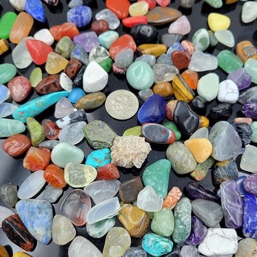 800Pcs+ (3lb) Gemstones and Crystals Set,30Kinds+ Bulk Rocks and Minerals Science Kit,Rocks Collections for Kids,Tumbled Chips Crystals,Crushed Stones thumbnail 4