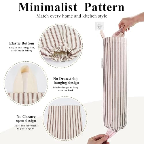 TOGETRUE Plastic Bag Holder, Wall Mount Grocery Bag Holder, Reusable Trash Bags Organizer for Home Kitchen Pantry Decor (Brown) thumbnail 4