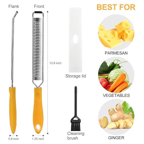 OIM Omiiomio Lemon Zester & Heavy Duty Cheese Grater & Vegetable Grater — Parmesan Cheese Lemon, Garlic, Nutmeg, Chocolate, Fruits, Vegetables, Ginger - Cheese Shredder & Stainless Steel Grater thumbnail 3
