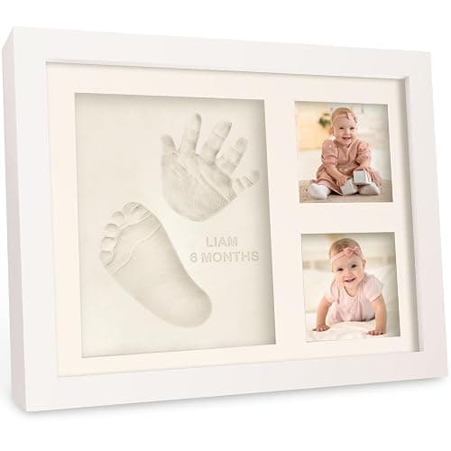 Baby Hand and Footprint Kit - Quick Dry Clay Baby Footprint Kit, Newborn Keepsake, Nursery Picture Frame for Boys, Girls, Personalized Gifts for Shower & Registry, New Mom Gift (Alpine White) - Image 1