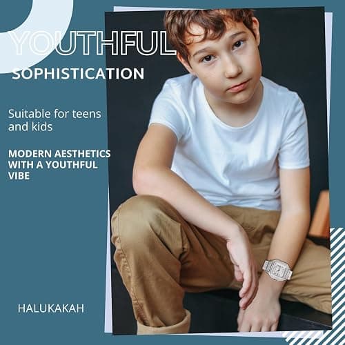 Halukakah Diamonds Watch Iced Out for Boy Teens Kids - 18K Real Gold/Platinum/Rhodium Black Plated,40mm Square Dial,Japanese Quartz - 8" Length - Optional with Cuban Link Chain,with Adjuster Tool thumbnail 6