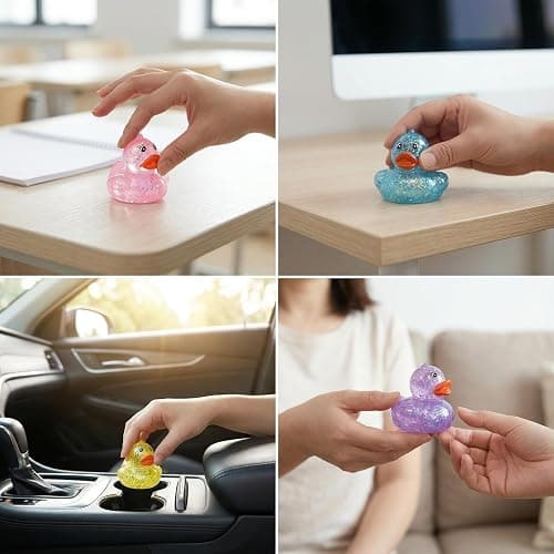 12 Pcs Gliter Mini Duck Squishy, Cute Colorful Slow Rise Fidget Stress Balls for Adult Sensory Ducks for Gifts Office Stocking Stuffer ADHD Autism Anxiety Relief thumbnail 7