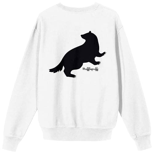 Bioworld Harry Potter Hufflepuff Mascot Adult White Crew Neck Long Sleeve Sweatshirt thumbnail 3