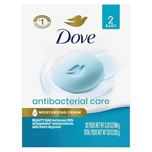 Dove Beauty Bar Soap Antibacterial Care 2 Count For Clean, Moisturized Skin, Removes Bacteria 3.75 oz - Image 1