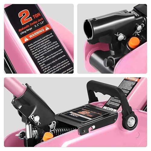 DNA MOTORING Low Profile Hydraulic Trolley Service/Floor Jack, 2 Ton (4000 lbs) Capacity, Lifting Range 5.1"-13", Pink, TOOLS-00474-PK thumbnail 6