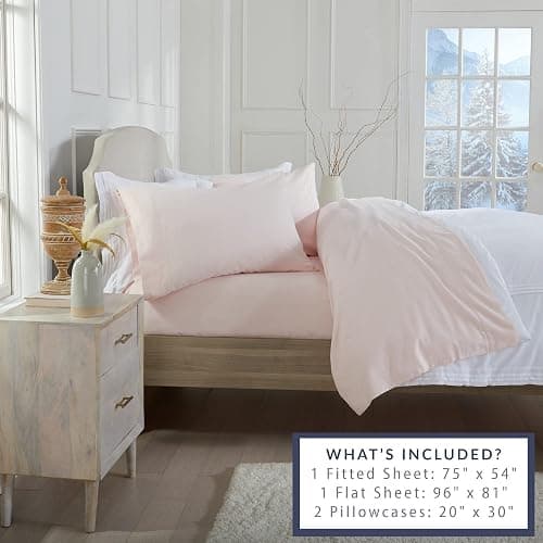 Market & Place 100% Turkish Cotton Flannel Sheet Set | 4 Piece Deep Pocket Solid Cozy Winter Bed Sheets | Double Brushed for Extra Softness & Comfort | Chalet Collection (Full, Blush Pink) thumbnail 5