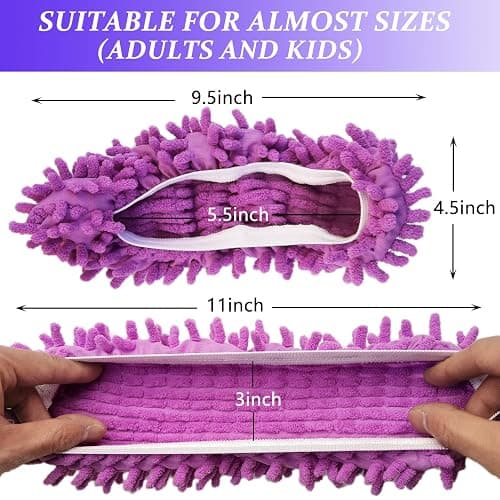 3 Pairs Shoes Cover Duster, Reusable Mop Slippers, Microfiber Dust Mops, Multi Purpose Floor Cleaning Shoes, Feather Duster for Bathroom, Office, Kitchen, House Polishing Cleaning thumbnail 2