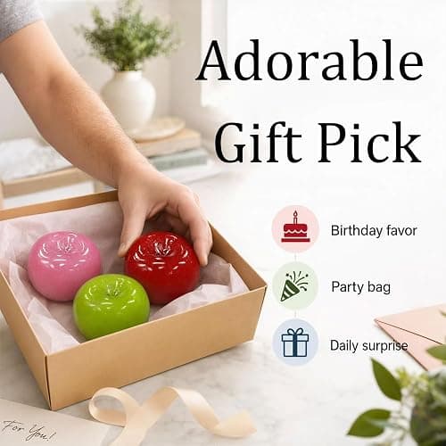 Slushy Apple Squishy, Stress Relief Fidget Toys with Crunchy Sounds, Pink | Soft Squeeze Toys with Slush Inside, Realistic Apple-Shaped, Calm Anxiety, Improve Focus, Gifts for Adults Office Home Travel thumbnail 7