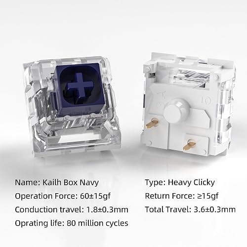 Kailh Box Navy Switches for Mechanical Gaming Keyboard,3-Pin 60gf Clicky/Factory Lubed/IP56 Dust&Waterproof Switches thumbnail 2