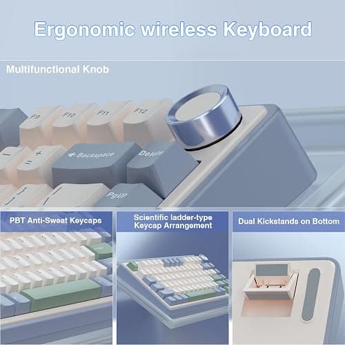 AULA F75 75% Wireless Mechanical Keyboard, Hot Swappable Creamy Keyboard, Pre-lubed Reaper Switches RGB Backlit Gaming Keyboards, 2.4GHz/Type-C/BT5.0(White & Green) thumbnail 7