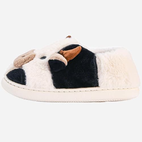 NZFUN Cow Slippers for Women and Men, Fluffy Cute Cozy Cartoon Fuzzy Cow House Slipper Womens Milky Cows Animal Preppy Funny Kawaii Pillow Cloud Fall Winter Bedroom Home Shoes for Indoor and Outdoor thumbnail 3