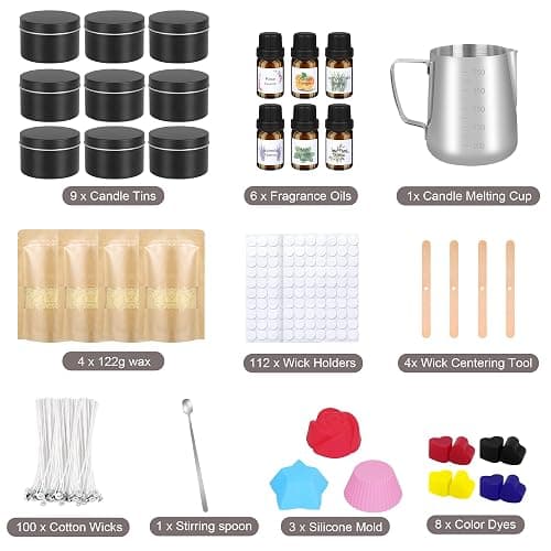 Candle Making Kit for Adults Beginners, Candle Making Supplies Accessory, DIY Scented Candle Set with Beeswax, Essential Oil, Wicks, Wax Melting Pot, Moulds, Candle Jars, Dye, Make Your Own Candles thumbnail 2