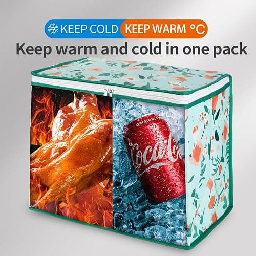 Bodaon 4-Pack Cooler Insulated Food Delivery Bag, X-Large Bags for Grocery/Catering/Shopping, Rideshare Delivery Bag, Thermal Hot Pizza, Large Cold and Frozen, XL Tote, Flower thumbnail 3