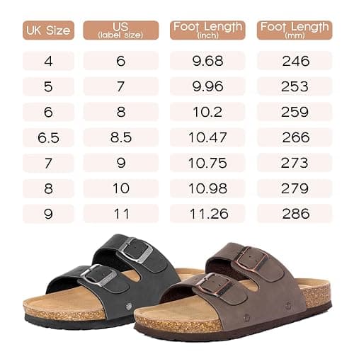 FITORY Womens Flat Sandals with Cork Footbed | Open Toe Slides,Arch Support ,Slip on,Dressy,Leather,Soft,Comfortable,Summer,Beach,Slippers thumbnail 6