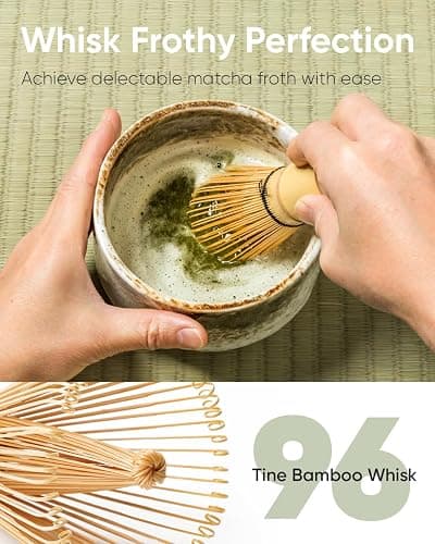 Joiish Matcha Whisk Set, Bamboo Whisk (Chasen), Scoop (Chashaku) & Stainless Steel Sifter, 3-PC Replacement Tool Kit for Matcha Tea Making thumbnail 5