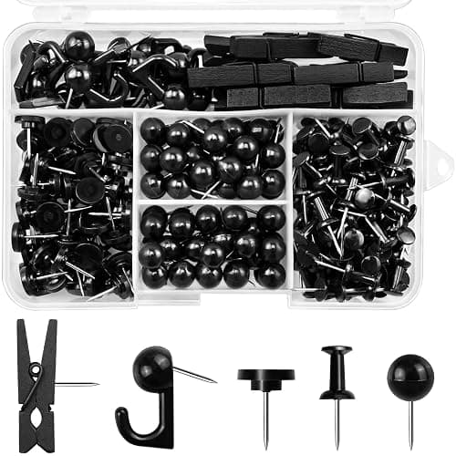 260 Pcs Push Pins Set 5 Styles Black Thumb Tacks Cute Push Pins for Bulletin Board, Cork Board - Image 1