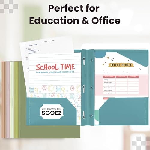 Sooez Folders with Pockets and Prong, 6 Pack, Green Colors, File Folders with Prongs, 2 Pocket Folders Bulk, Plastic Folder for School College Supplies, Aesthetic Nursing Cute School Supplies thumbnail 6